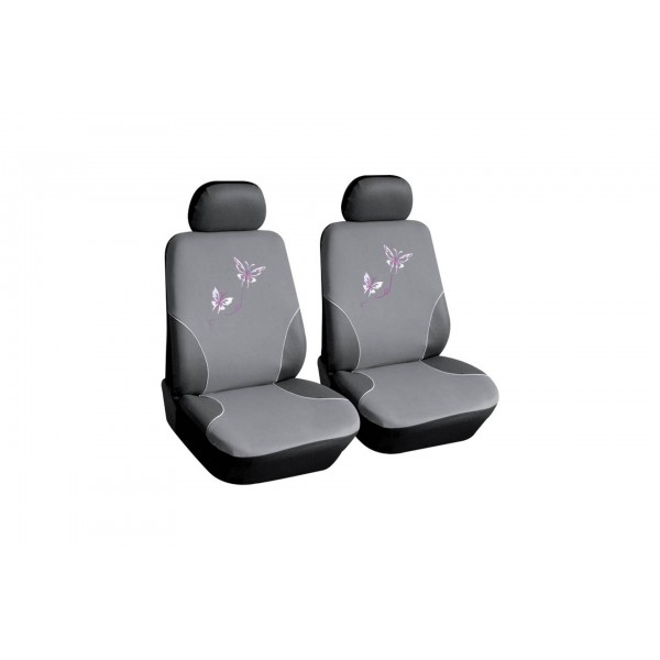 ΚΑΛΥΜΜΑΤΑ ΚΑΘΙΣΜΑΤΩΝ BUTTERFLY ΓΚΡΙ ΜΕ ΡΟΖ ΠΕΤΑΛΟΥΔΕΣ 2ΤΕΜ. Μπροστινά Καλύμματα