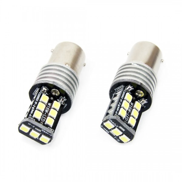 P21W 1156 12-24V 7.5W 6.000K 800lm ΛΑΜΠΑ LED CANBUS 15SMD 2835 AMiO - 2 ΤΕΜ. Λαμπάκια