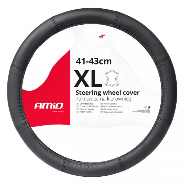 ΚΑΛΥΜΜΑ ΤΙΜΟΝΙΟΥ ΑΠΟ ΤΕΧΝΟΔΕΡΜΑ 41-43CM SWC-48-XL ΣΕ ΜΑΥΡΟ ΧΡΩΜΑ ΜΕ ΜΑΥΡΕΣ ΡΑΦΕΣ AMIO - 1 ΤΕΜ. Διάμετρος 41-43 cm