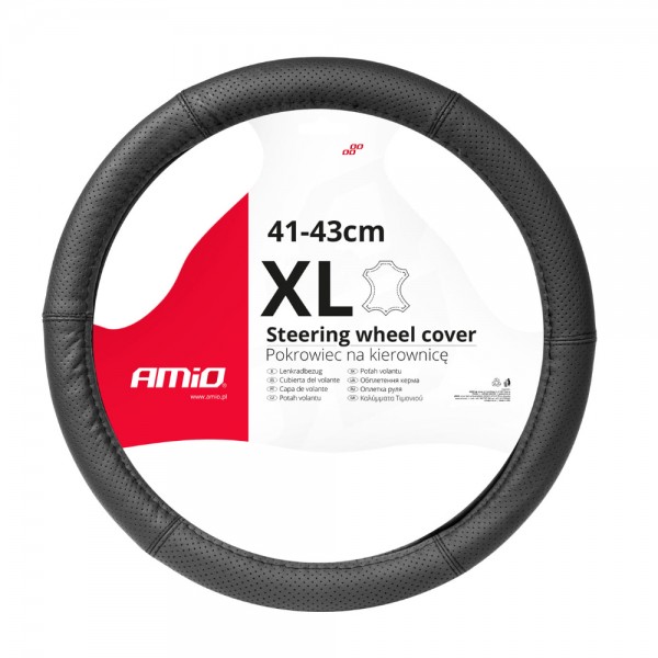 ΚΑΛΥΜΜΑ ΤΙΜΟΝΙΟΥ ΑΠΟ ΤΕΧΝΟΔΕΡΜΑ (ΧL) 41-43cm SWC-50-ΧL ΣΕ ΜΑΥΡΟ ΧΡΩΜΑ ΤΡΥΠΗΤΟ ΜΕ ΜΑΥΡΕΣ ΡΑΦΕΣ AMIO - 1 ΤΕΜ. Διάμετρος 41-43 cm