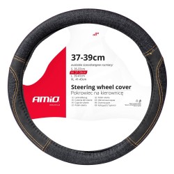 ΚΑΛΥΜΜΑ ΤΙΜΟΝΙΟΥ ΜΑΥΡΟ ΤΖΙΝ/DENIM (M) 37-39cm SWC-52-M ΜΕ ΜΑΥΡΕΣ & ΚΙΤΡΙΝΕΣ ΡΑΦΕΣ AMIO - 1 Τεμ. Διάμετρος 37-39 cm