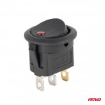 ΔΙΑΚΟΠΤΗΣ 12V ON/OFF ΣΤΡΟΓΓΥΛΟΣ ΜΕ 3 ΕΠΑΦΕΣ ΚΟΚΚΙΝΟ LED  AMIO - 1 τεμ. Διακόπτες Ρελέ