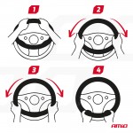 ΚΑΛΥΜΜΑ ΤΙΜΟΝΙΟΥ SWC-60 (M) 37>39cm ΜΑΥΡΟ ΜΕ ΣΧΕΔΙΟ ΑΣΠΡΟΜΑΥΡΗ ΣΚΑΚΙΕΡΑ AMIO - 1 ΤΕΜ. Διάμετρος 37-39 cm