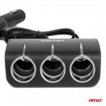 ΑΝΤΑΠΤΟΡΑΣ ΑΝΑΠΤΗΡΑ 12/24V 120W ΜΑΥΡΟΣ/3 ΘΕΣΕΙΣ/1xUSB-A/ΜΕ ΥΠΟΔΟΧΗ ΑΝΑΠΤΗΡΑ ΑΥΤΟΚΙΝΗΤΟΥ/ΚΑΛΩΔΙΟ 80cm AMIO - 1 Τεμ. Φορτιστές 12/24 V