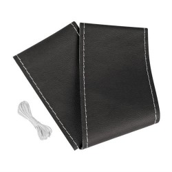 Κάλυμμα Τιμονιού Φορτηγού Ραφτό Δερμάτινο PREMIUM TRUCK 44-46cm μαύρο με ασημί ραφή Ραφτά καλύμματα τιμονιού