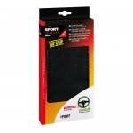 ΡΑΦΤΟ ΚΑΛΥΜΜΑ ΤΙΜΟΝΙΟΥ ΜΕ ΕΝΑΛΛΑΞ ΣΧΕΔΙΟ  ΔΕΡΜΑΤΙΝΟ SPORT ΜΑΥΡΟ ΜΕ ΜΑΥΡΗ ΡΑΦΗ Ραφτά καλύμματα τιμονιού