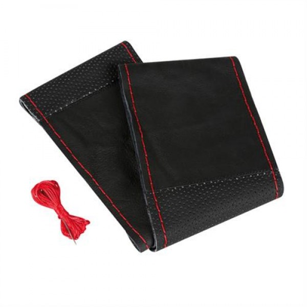 ΡΑΦΤΟ ΚΑΛΥΜΜΑ ΤΙΜΟΝΙΟΥ ΜΕ ΕΝΑΛΛΑΞ ΣΧΕΔΙΟ  ΔΕΡΜΑΤΙΝΟ SPORT ΜΑΥΡΟ ΜΕ ΚΟΚΚΙΝΗ ΡΑΦΗ Ραφτά καλύμματα τιμονιού