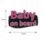 BABY ON BOARD ΑΥΤΟΚΟΛΛΗΤΟ ΕΞΩΤΕΡΙΚΗΣ ΧΡΗΣΗΣ 18,7 Χ 11,9 cm ΦΟΥΞΙΑ/ΜΑΥΡΟ/ΧΡΩΜΙΟ ΜΕ ΕΠΙΚΑΛΥΨΗ ΕΠΟΞΕΙΔΙΚΗΣ ΡΥΤΙΝΗΣ (ΥΓΡΟ ΓΥΑΛΙ) - 1 ΤΕΜ. Διάφορα Διακοσμητικά
