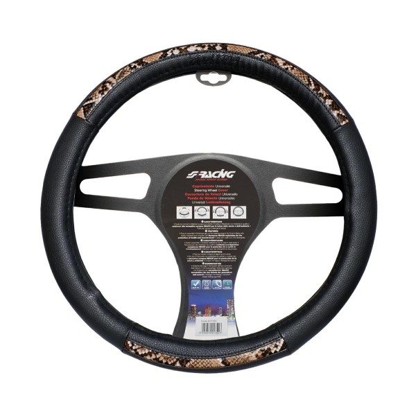 ΚΑΛΥΜΜΑ ΤΙΜΟΝΙΟΥ SNAKE ΟΙΚΟΛΟΓΙΚΟ ΔΕΡΜΑ ΜΑΥΡΟ (M) 37-39cm SIMONI RACING - 1 TEM Διάμετρος 37-39 cm