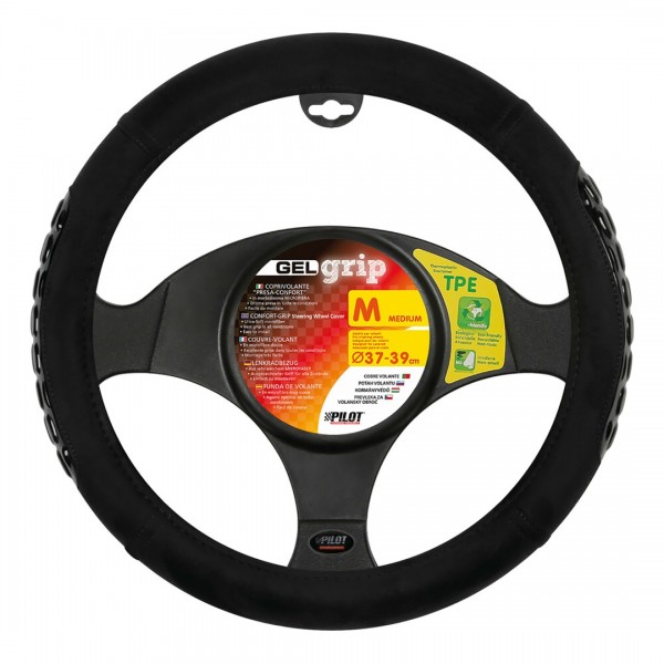 ΚΑΛΥΜΜΑ ΤΙΜΟΝΙΟΥ GEL GRIP (M) 37/39cm ΜΙΚΡΟΙΝΕΣ/ΤΖΕΛ ΜΑΥΡΟ ΑΟΣΜΟ ECO-FRIENDLY Διάμετρος 37-39 cm