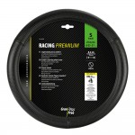 ΚΑΛΥΜΜΑ ΤΙΜΟΝΙΟΥ RACING PREMIUM BLACK (S) 35/37cm ΣΥΝΘΕΤΙΚΟ ΔΕΡΜΑ SKEENTEX ΜΑΥΡΟ/CARBON LOOK LAMPA  - 1 ΤΕΜ. Διαμετρος 35-37 cm