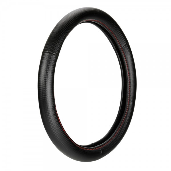 ΚΑΛΥΜΜΑ ΤΙΜΟΝΙΟΥ RACING PREMIUM RED (S) 35/37cm ΣΥΝΘΕΤΙΚΟ ΔΕΡΜΑ SKEENTEX ΜΑΥΡΟ/ΚΟΚΚΙΝΟ/CARBON LOOK LAMPA  - 1 ΤΕΜ. Διαμετρος 35-37 cm