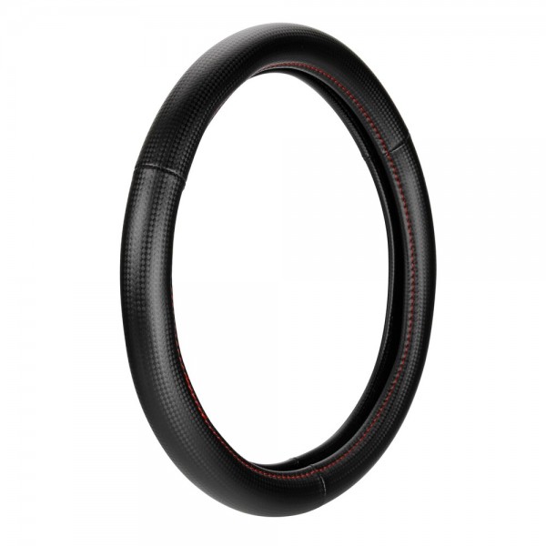 ΚΑΛΥΜΜΑ ΤΙΜΟΝΙΟΥ RACING PREMIUM RED (M) 37-39cm ΣΥΝΘΕΤΙΚΟ ΔΕΡΜΑ SKEENTEX ΜΑΥΡΟ/ΚΟΚΚΙΝΟ/ CARBON LOOK LAMPA - 1 ΤΕΜ. Διάμετρος 37-39 cm