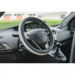 ΚΑΛΥΜΜΑ ΤΙΜΟΝΙΟΥ DIAMONDS SILVER (S) 35/37cm ΣΥΝΘΕΤΙΚΟ ΔΕΡΜΑ SKEENTEX ΜΑΥΡΟ/ΑΣΗΜΙ LAMPA  - 1 ΤΕΜ. Διαμετρος 35-37 cm