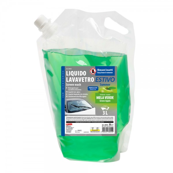 ΥΓΡΟ ΥΑΛΟΚΑΘΑΡΙΣΤΗΡΩΝ ΜΕ ΙΔΙΟΤΗΤΑ ΚΑΘΑΡΙΣΜΟΥ ΕΝΤΟΜΩΝ ΑΡΩΜΑ ΠΡΑΣΙΝΟ ΜΗΛΟ 3LT LAMPA - 1 τεμ. Υγρά υαλοκαθαριστήρων