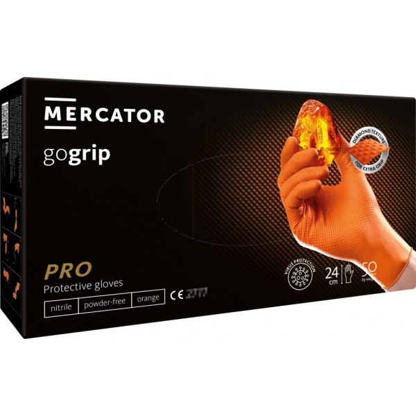 ΓΑΝΤΙΑ ΝΙΤΡΙΛΙΟΥ MERCATOR GOGRIP ΣΕ ΠΟΡΤΟΚΑΛΙ ΧΡΩΜΑ MEDIUM (M) ΑΜΙΟ - 50 ΤΕΜ. ΥΓΕΙΑ