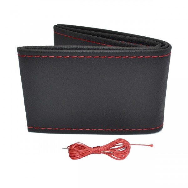 ΚΑΛΥΜΜΑ ΤΙΜΟΝΙΟΥ ΑΥΤΟΚΙΝΗΤΟΥ ΡΑΦΤΟ 38-39cm ΑΠΟ ΛΕΙΟ ΑΟΣΜΟ ΤΕΧΝΟΔΕΡΜΑ ΜΑΥΡΟ ΜΕ ΚΟΚΚΙΝΗ ΡΑΦΗ  AMIO - 1 ΤΕΜ. Ραφτά καλύμματα τιμονιού