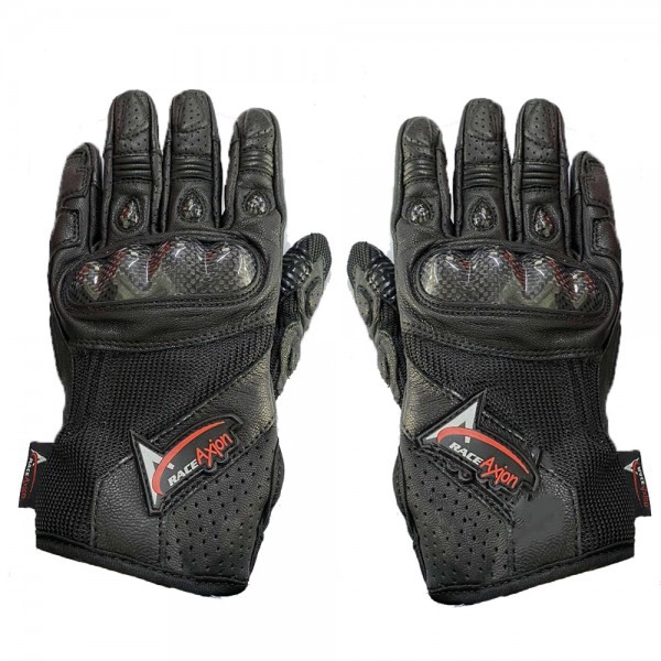 ΓΑΝΤΙΑ ΜΗΧΑΝΗΣ ΔΕΡΜΑΤΙΝΑ ΜΕ ΚΟΚΚΑΛΟ ΠΡΟΣΤΑΣΙΑΣ (XL) ΜΑΥΡΟ ΧΡΩΜΑ ΜΕ ΛΟΓΟΤΥΠΟ RACE AXION - 2ΤΕΜ. Γάντια Μηχανής