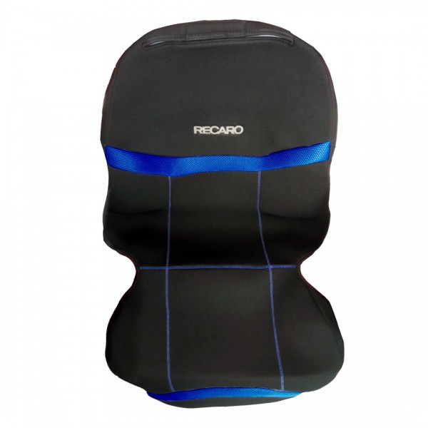 ΗΜΙΚΑΛΥΜΜΑΤΑ ΚΑΘΙΣΜΑΤΩΝ BUCKET RECARO ΜΑΥΡΟ/ΜΠΛΕ ΜΕ ΥΠΟΔΟΧΗ ΠΡΟΣΚΕΦΑΛΟΥ VELCRO & ΠΡΟΣΚΕΦΑΛΑ - 2 ΤΕΜ. Μπροστινά Καλύμματα