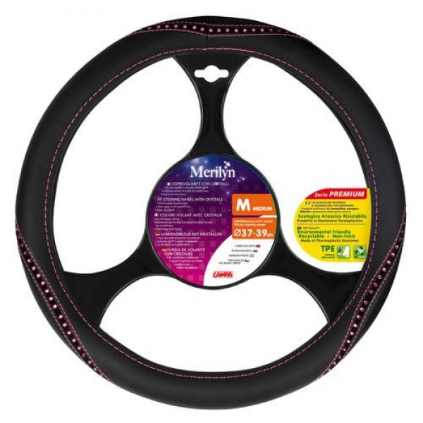 ΚΑΛΥΜΜΑ ΤΙΜΟΝΙΟΥ MERILYN 37/39 cm ΜΑΥΡΟ ME ΡΟΖ STRASS (ΑΟΣΜΟ ΟΙΚΟΛΟΓΙΚΟ/ΜΗ ΤΟΞΙΚΟ/ΑΝΑΚΥΚΛΩΣΙΜΟ ΥΛΙΚΟ) Διάμετρος 37-39 cm