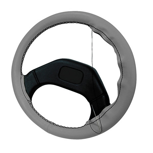 ΡΑΦΤΟ ΚΑΛΥΜΜΑ ΤΙΜΟΝΙΟΥ  ΔΕΡΜΑΤΙΝΟ STANDARD ΓΚΡΙ ΜΕ ΓΚΡΙ ΡΑΦΗ Ραφτά καλύμματα τιμονιού