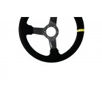 ΤΙΜΟΝΙ ΤΡΙΑΚΤΙΝΟ 320 mm/ΠΑΧΟΣ 104 mm/BΑΘΟΣ 47 mm ΜΑΥΡΟ ΣΟΥΕΤ ΜΕ ΚΙΤΡΙΝΗ ΡΙΓΑ SIMONI RACING - 1 TEM. Τιμόνια