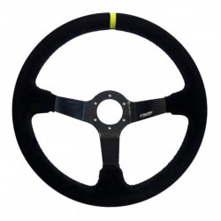 ΤΙΜΟΝΙ CARRERA ΤΡΙΑΚΤΙΝΟ 350 mm/ΠΑΧΟΣ 104 mm/BΑΘΟΣ 90 mm (ΜΑΥΡΟ ΣΟΥΕΝΤ ΜΕ ΚΙΤΡΙΝΗ ΡΙΓΑ) Τιμόνια