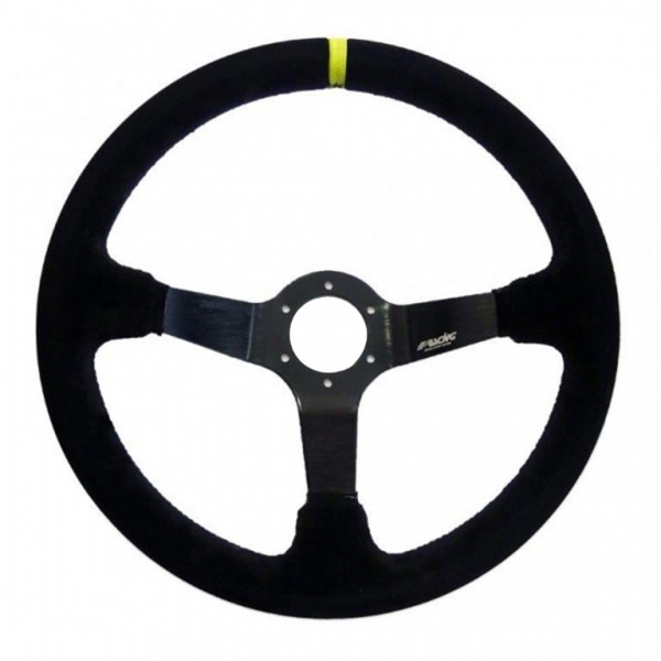 ΤΙΜΟΝΙ CARRERA ΤΡΙΑΚΤΙΝΟ 350 mm/ΠΑΧΟΣ 104 mm/BΑΘΟΣ 90 mm (ΜΑΥΡΟ ΣΟΥΕΝΤ ΜΕ ΚΙΤΡΙΝΗ ΡΙΓΑ) Τιμόνια