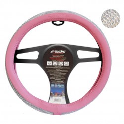 ΚΑΛΥΜΜΑ ΤΙΜΟΝΙΟΥ PINK AND DIAMONDS ΡΟΖ ΜΕ ΣΤΡΑΣ ΟΙΚΟΛΟΓΙΚΟ ΔΕΡΜΑ 37-39cm Διάμετρος 37-39 cm