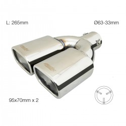 ΑΚΡΟ (ΜΠΟΥΚΑ) ΕΞΑΤΜΙΣΗΣ ΔΙΠΛΗ ΧΡΩΜΙΟΥ 33>63mm (ΜΗΚΟΣ 265mm - ΔΙΑΜΕΤΡΟΣ ΕΞΩΤΕΡΙΚΗ 95x70mm X2  ) SIMONI RACING - 1 TEM. Μπούκες Εξάτμισης