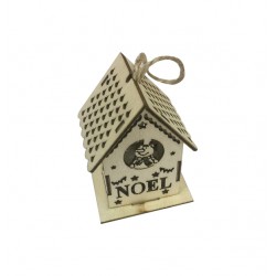 Ξύλινο Χριστουγεννιάτικο σπιτάκι με λαμπάκι 00001241 Χριστουγεννιάτικα Στολίδια