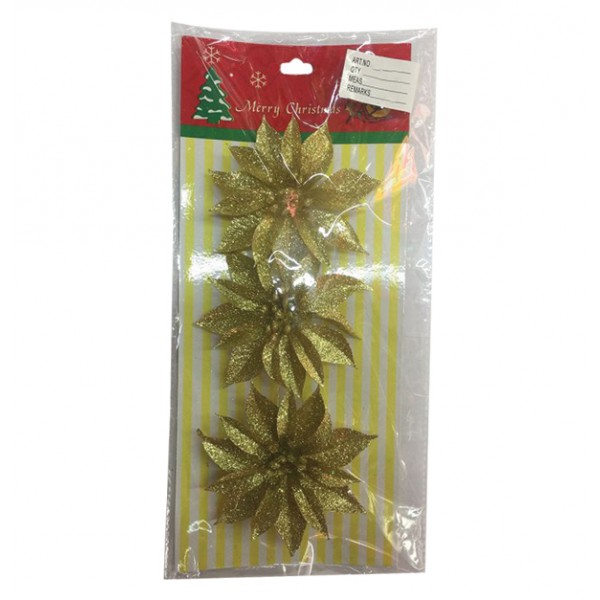 Σετ 3 Χριστουγεννιάτικα λουλουδια διακοσμητικά [00001250] Χριστουγεννιάτικη διακόσμηση