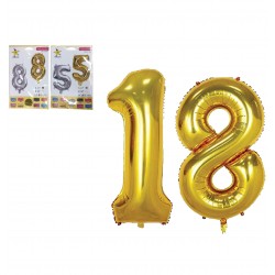 Αλουμινένια μπαλόνια με αριθμούς 0-ασημί 00405193 Μπαλόνια