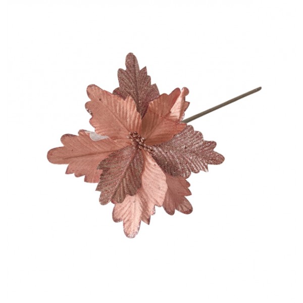 Χριστουγεννιάτικο διακοσμητικό ροζ λουλούδι Ø19cm 00001531 Χριστουγεννιάτικα