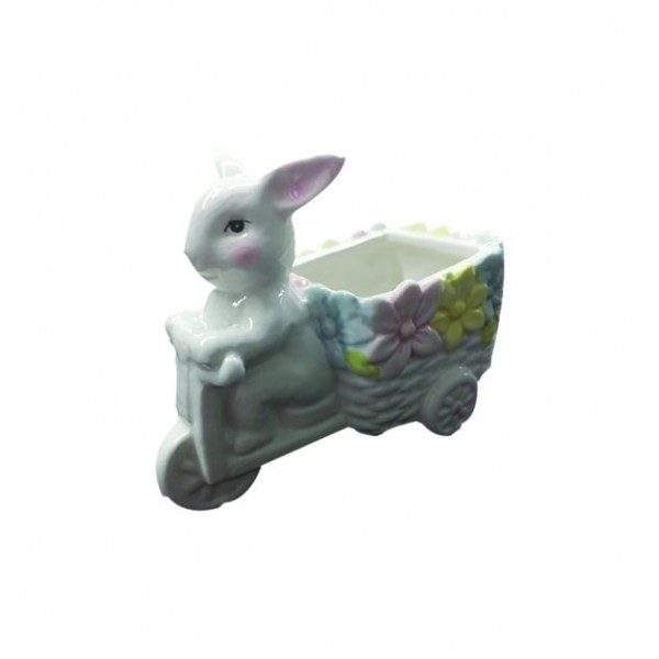 Κεραμικό διακοσμητικό λαγουδάκι με καρότσι 10502141 Πασχαλινά διακοσμητικά
