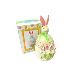 Μπισκοτοθήκη Κεραμική  με Καπάκι κουνελάκι 17cm 10502145 Πασχαλινά διακοσμητικά