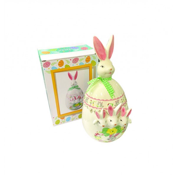 Μπισκοτοθήκη Κεραμική  με Καπάκι κουνελάκι 17cm 10502145 Πασχαλινά διακοσμητικά