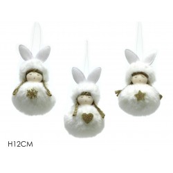 Κρεμαστό αγγελάκι λευκό 12cm 02437673 Χριστουγεννιάτικη διακόσμηση