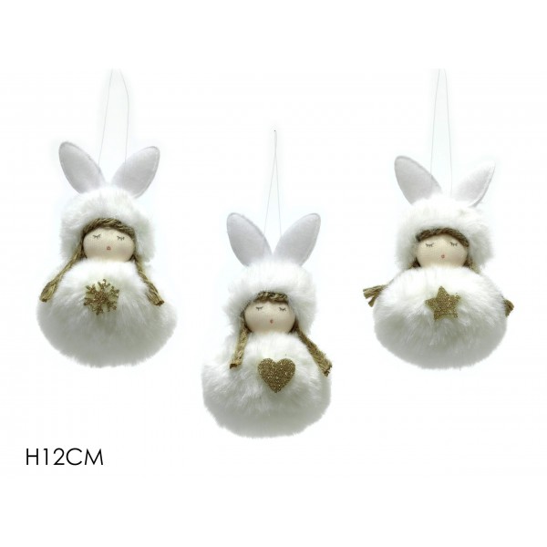 Κρεμαστό αγγελάκι λευκό 12cm 02437673 Χριστουγεννιάτικη διακόσμηση