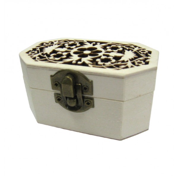Ξύλινο αλουστράριστο κουτί με σκαλιστά λουλούδια [20601266] Ξύλινα κουτιά για decoupage