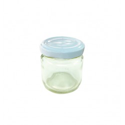 Κυλινδρικό γυάλινο βαζάκι 106ml με λευκό καπάκι 70101281 Βάζα αποθήκευσης τροφίμων