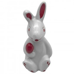 ΛΑΓΟΣ ΚΕΡΑΜΙΚΟΣ ΜΕ ΛΕΥΚΟ 10x5,5cm Bunny's 931704 Στολισμός