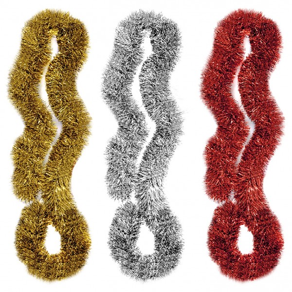 ΓΙΡΛΑΝΤΑ ΚΛΑΣΣΙΚΗ ΚΟΚΚΙΝΟ-ΧΡΥΣΟ-ΑΣΗΜΙ Φ:11cm/Y:2m Xmasfest 1131020 Γιρλάντες - Κορδέλες