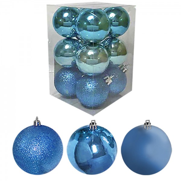 Μπάλες θαλασσί μιξ πακ=6τεμ φ8 Φ8cm Xmasfest 1132557 Μονόχρωμες ιδιαίτερες