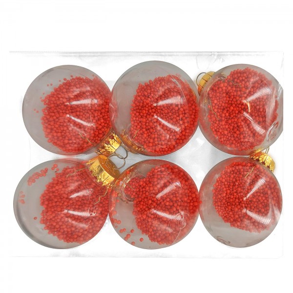 ΜΠΑΛΕΣ ΜΕ ΓΕΜΙΣΗ ΧΙΟΝΙ ΠΑΚ=6ΤΕΜ φ6cm Xmasfest 1132840 Με Ντεκόρ - Μίξ - Διάφορες