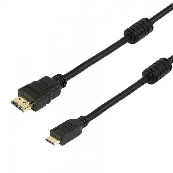 POWERTECH καλώδιο HDMI σε HDMI Mini CAB-H011, με Ethernet, 1.5m, μαύρο Εικόνα