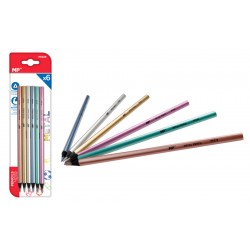 MP χρωματιστές ξυλομπογιές PE328, τρίγωνες, μεταλλικό χρώμα, 6τμχ Γραφική Ύλη