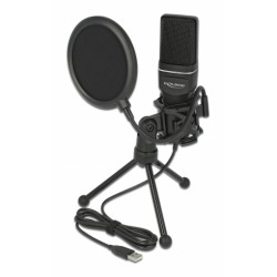 DELOCK Mικρόφωνο studio με pop φίλτρο & αντιανέμιο 66331, πυκνωτικό, USB Συστήματα Ήχου
