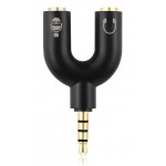 POWERTECH Splitter 3.5mm 4pin (M) σε 2x 3.5mm 4pin (F) CAB-J043, μαύρο Ήχος