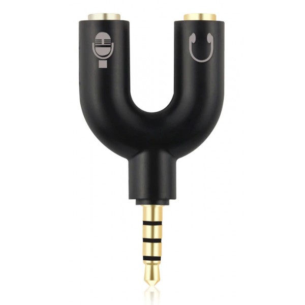POWERTECH Splitter 3.5mm 4pin (M) σε 2x 3.5mm 4pin (F) CAB-J043, μαύρο Ήχος